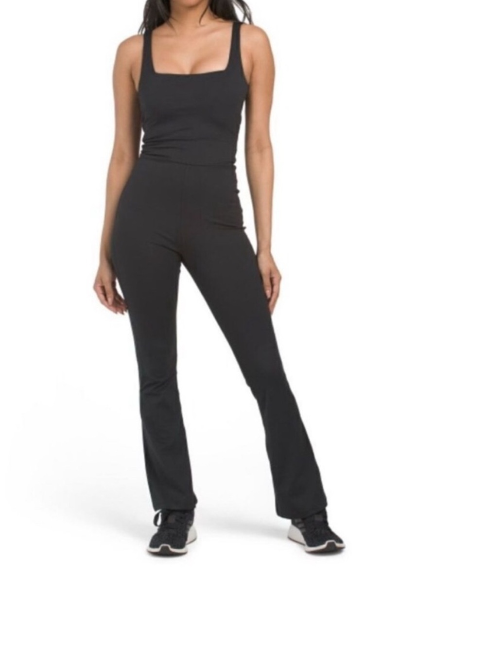 Thrive Black Square-Neck Flare Jumpsuit